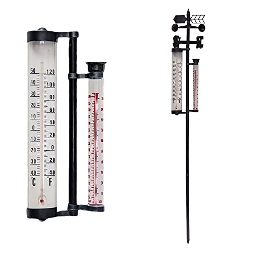 Wetterfrosch 150cm Garten-Wetterstation - Regenmesser, Thermometer, Niederschlagsmesser, Windrichtungsanzeige, Gartendeko von DS-Lux