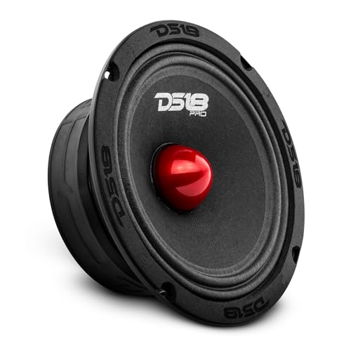 DS18 PRO-GM6.4B – 6,5" midrange, rote Aluminiumkugel, max 480 W, 4 Ohm, 1,5 Zoll Kapton VC Premium-Audio-Türlautsprecher für Auto- oder LKW-Stereo-Soundsystem (1 Lautsprecher) von DS18