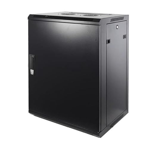 12HE Netzwerkschrank (Serverschrank) 19 Zoll Wandmontage - mit Metalltür (BxTxH) 600 x 450 x 635mm - Schwarz - Traglast 60 kg von DSIT