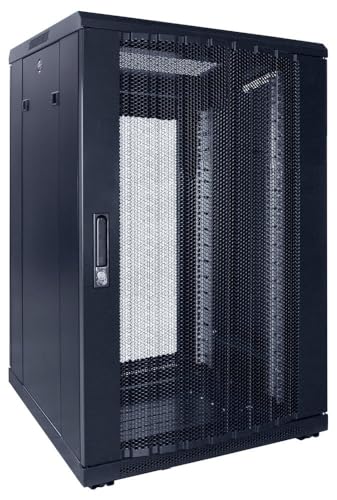 18HE 19 Zoll Serverschrank - mit perforierter Fronttür (BxTxH) 600 x 600 x 1000mm - Schwarz - Traglast 800 kg von DSIT
