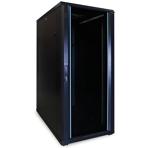 27HE 19 Zoll Serverschrank - mit Glastür (BxTxH) 600 x 1000 x 1400mm - Schwarz - Traglast 800 kg von DSIT