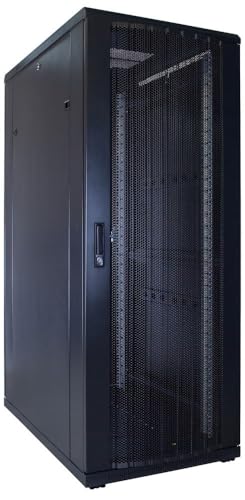 32HE 19 Zoll Serverschrank - mit perforierter Fronttür (BxTxH) 600 x 1000 x 1600mm - Schwarz - Traglast 800 kg von DSIT