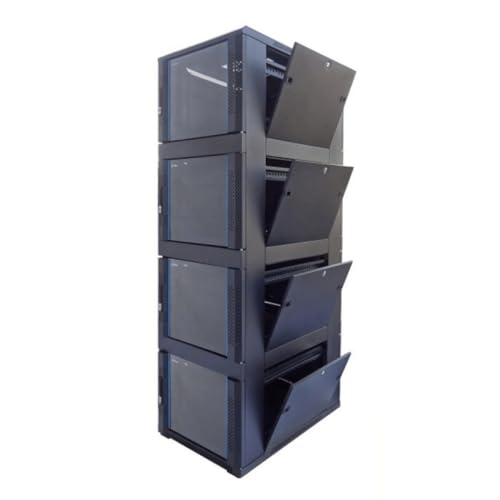 42HE Serverschrank - mit Glastür - 4x9HE Fächer - (BxTxH) 800x800x2000mm - Schwarz - Traglast 800 kg von DSIT