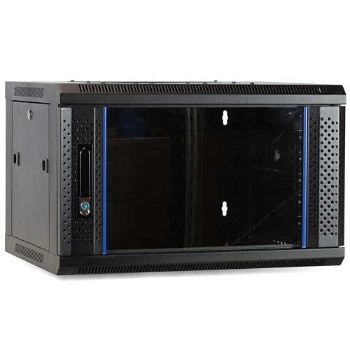 4HE Netzwerkschrank (Serverschrank) 19 Zoll Wandmontage - mit Glastür (BxTxH) 600 x 450 x 280mm - Schwarz - Traglast 60 kg von DSIT