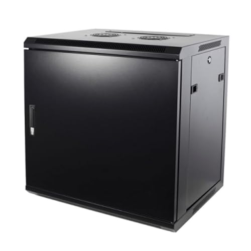 9HE Netzwerkschrank (Serverschrank) 19 Zoll Wandmontage - mit Metalltür (BxTxH) 600 x 450 x 500mm - Schwarz - Traglast 60 kg von DSIT