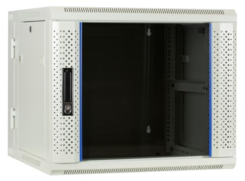9HE Netzwerkschrank (Serverschrank) 19 Zoll wendbares Wandgehäuse mit Glastür - Weiß (BxTxH) 600 x 600 x 501mm - Traglast 60 kg von DSIT
