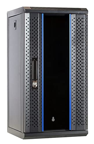 DSIT 12 HE - 10 Zoll Serverschrank - mit Glastür (BxTxH) 312x310x618mm - Schwarz - Abschließbar - für Zuhause und im Büro - Robuste Konstruktion von DSIT