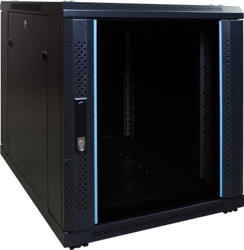 12 HE - Kleiner Serverschrank - mit Glastür (BxTxH) 600 x 600 x 720 mm - Traglast 800 kg von DSIT