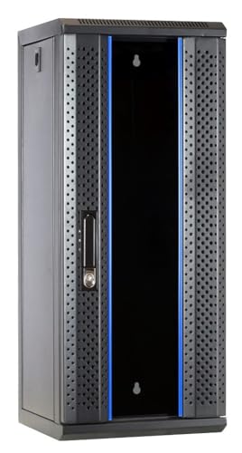 15 HE - 10 Zoll Serverschrank - mit Glastür - (BxTxH) 312x310x752mm - Schwarz - für Zuhause und im Büro von DSIT