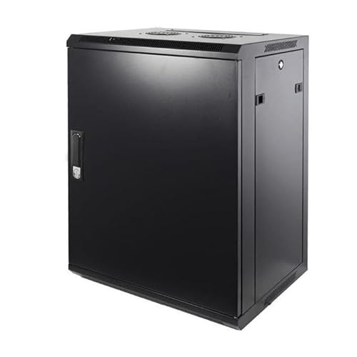 15HE Netzwerkschrank (Serverschrank) 19 Zoll Wandmontage - mit Metalltür (BxTxH) 600 x 450 x 770mm - Schwarz - Traglast 60 kg von DSIT