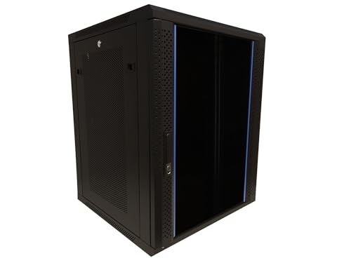 15HE Serverschrank - 19 Zoll Wandgehäuse mit Glastür und Perforierte Seitenwände (BxTxH) 600 x 600 x 770mm - Schwarz - Traglast 60 kg von DSIT