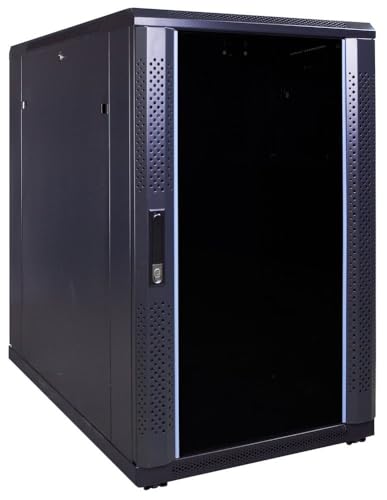 18HE 19 Zoll Serverschrank - mit Glastür (BxTxH) 600 x 1000 x 1000mm - Schwarz - Traglast 800 kg von DSIT