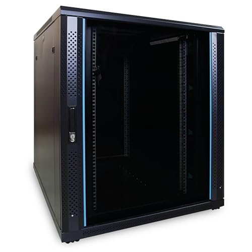 DSIT 18HE 19 Zoll Serverschrank - mit Glastür (BxTxH) 800 x 1000 x 1000mm - Schwarz - Abschließbar - Traglast 800 kg - Robuste Konstruktion von DSIT