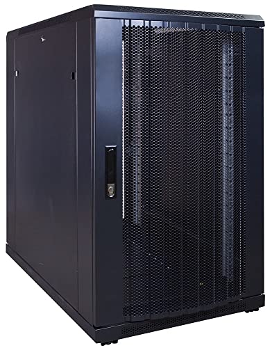 18HE 19 Zoll Serverschrank - mit perforierter Fronttür (BxTxH) 600 x 1000 x 1000mm - Schwarz - Traglast 800 kg von DSIT