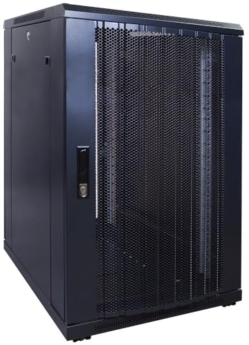 18HE 19 Zoll Serverschrank - mit perforierter Fronttür (BxTxH) 600 x 800 x 1000mm - Schwarz - Traglast 800 kg von DSIT