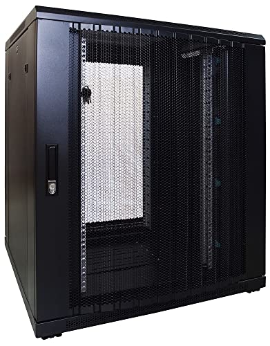 DSIT 18HE 19 Zoll Serverschrank - mit perforierter Fronttür (BxTxH) 800 x 800 x 1000mm - Schwarz - Abschließbar - Traglast 800 kg - Robuste Konstruktion von DSIT
