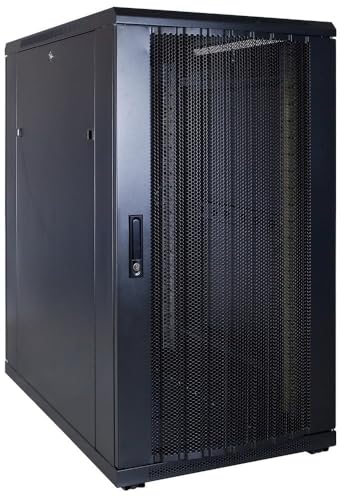 22HE 19 Zoll Serverschrank - mit perforierter Fronttür (BxTxH) 600 x 1000 x 1200mm - Schwarz - Traglast 800 kg von DSIT