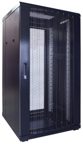 DSIT 22HE 19 Zoll Serverschrank - mit perforierter Fronttür (BxTxH) 600 x 600 x 1200mm - Schwarz - Abschließbar - Traglast 800 kg - Robuste Konstruktion von DSIT