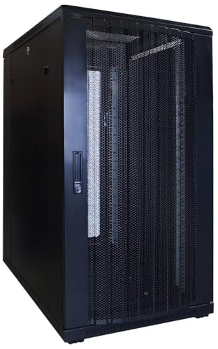 22HE 19 Zoll Serverschrank - mit perforierter Fronttür (BxTxH) 600 x 800 x 1200mm - Schwarz - Traglast 800 kg von DSIT