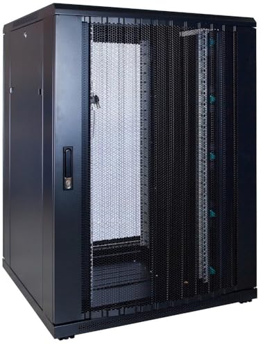 22HE 19 Zoll Serverschrank - mit perforierter Fronttür (BxTxH) 800 x 800 x 1200mm - Schwarz - Traglast 800 kg von DSIT