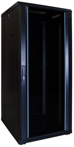 27HE 19 Zoll Serverschrank - mit Glastür (BxTxH) 600 x 600 x 1400mm - Schwarz - Traglast 800 kg von DSIT