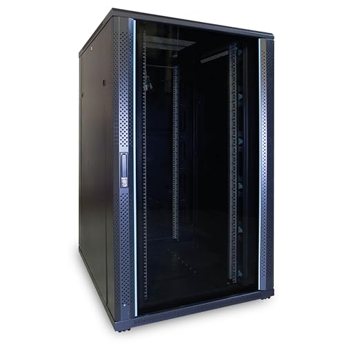 27HE 19 Zoll Serverschrank - mit Glastür (BxTxH) 800 x 1000 x 1400mm - Schwarz - Traglast 800 kg von DSIT