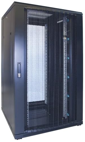 27HE 19 Zoll Serverschrank - mit perforierter Fronttür (BxTxH) 800 x 800 x 1400mm - Schwarz - Traglast 800 kg von DSIT