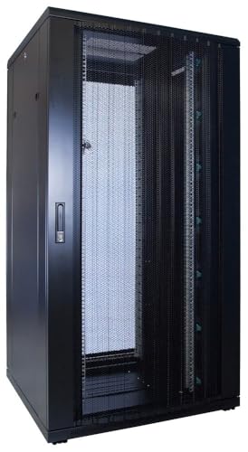 32HE 19 Zoll Serverschrank - mit perforierter Fronttür (BxTxH) 800 x 800 x 1600mm - Schwarz - Traglast 800 kg von DSIT