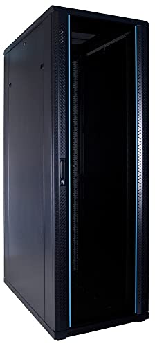 DSIT 37HE 19 Zoll Serverschrank - mit Glastür (BxTxH) 600 x 1000 x 1800mm - Schwarz - Abschließbar - Traglast 800 kg - Robuste Konstruktion von DSIT