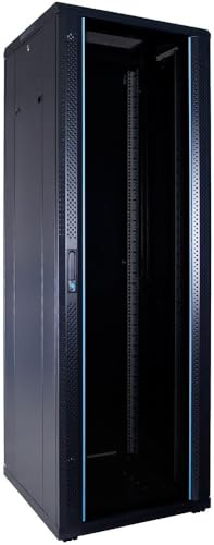 37HE 19 Zoll Serverschrank - mit Glastür (BxTxH) 600 x 600 x 1800mm - Schwarz - Traglast 800 kg von DSIT