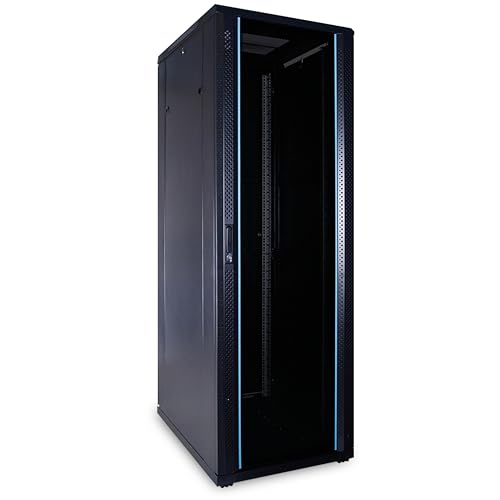 37HE 19 Zoll Serverschrank - mit Glastür (BxTxH) 600 x 800 x 1800mm - Schwarz - Traglast 800 kg von DSIT