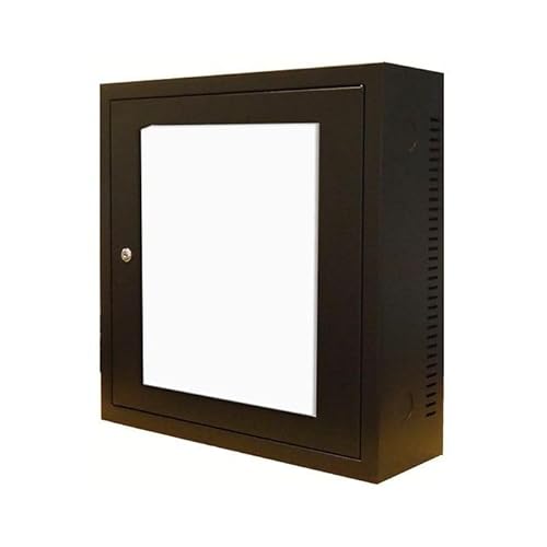 3U Wandschrank mit Glastür 185mm tief - Schwarz - Traglast 60 kg von DSIT