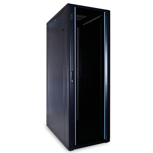 DSIT 42HE 19 Zoll Serverschrank - mit Glastür (BxTxH) 600 x 1000 x 2000mm - Schwarz - Abschließbar - Traglast 800 kg - Robuste Konstruktion von DSIT