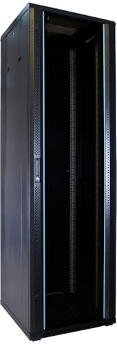 42HE 19 Zoll Serverschrank - mit Glastür (BxTxH) 600 x 600 x 2000mm - Schwarz - Traglast 800 kg von DSIT