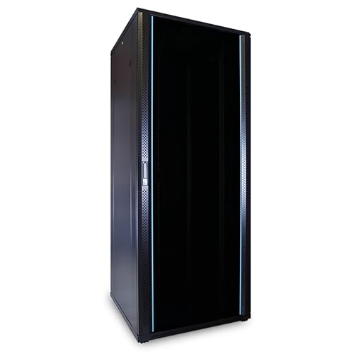 42HE 19 Zoll Serverschrank - mit Glastür (BxTxH) 800 x 800 x 2000mm - Schwarz - Traglast 800 kg von DSIT