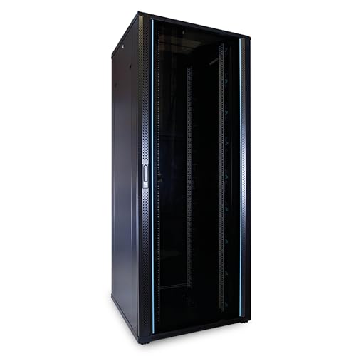 47HE 19 Zoll Serverschrank - mit Glastür (BxTxH) 800 x 800 x 2200mm - Schwarz - Traglast 800 kg von DSIT