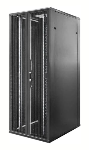 47HE 19 Zoll Serverschrank - mit perforierter Doppelflügeltüren vorne und hinten (BxTxH) 800 x 800 x 2200mm - Schwarz - Traglast 800 kg von DSIT