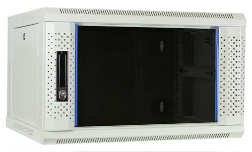 4HE Netzwerkschrank (Serverschrank) 19 Zoll Wandmontage - mit Glastür - Weiß - (BxTxH) 600 x 450 x 280 mm - Traglast 60 kg von DSIT
