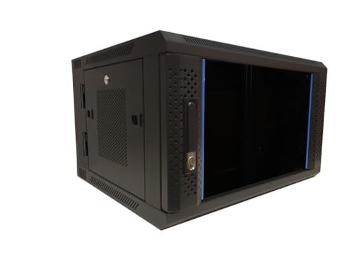6HE Netzwerkschrank - schwenkbarer Wandschrank mit Glastür und perforierten Seitenwänden 600x600x368mm - Schwarz - Traglast 60 kg 6HE Netzwerkschrank - schwenkbarer Wandschrank mit Glastür und perforierten Seitenwänden 600x600x368mm - Schwarz - Traglast 60 kg von DSIT