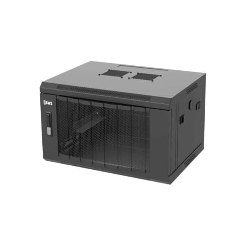 6HE Netzwerkschrank (Serverschrank) 19 Zoll Wandmontage - mit perforierter Fronttür (BxTxH) 600 x 450 x 367mm - Schwarz - Traglast 60 kg von DSIT