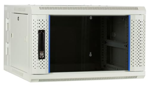 6HE Netzwerkschrank (Serverschrank) 19 Zoll wendbares Wandgehäuse mit Glastür - Weiß (BxTxH) 600 x 600 x 368mm - Traglast 60 kg von DSIT