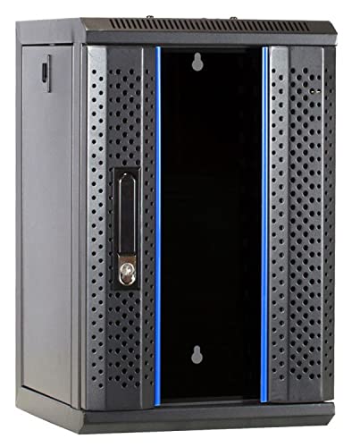 DSIT 9 HE - 10 Zoll Serverschrank - mit Glastür - (BxTxH) 312x310x486mm - Schwarz - Abschließbar - für Zuhause und im Büro - Robuste Konstruktion von DSIT