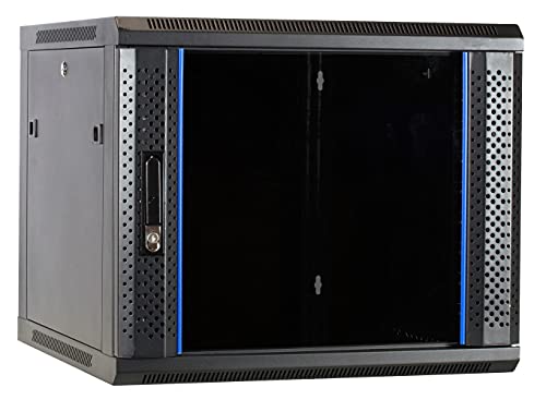 DSIT 9HE Serverschrank - 19 Zoll Wandgehäuse mit Glastür - Nicht vormontiert (BxTxH) 600 x 600 x 501mm - Schwarz - Abschließbar - Traglast 40 kg - Robuste Konstruktion von DSIT