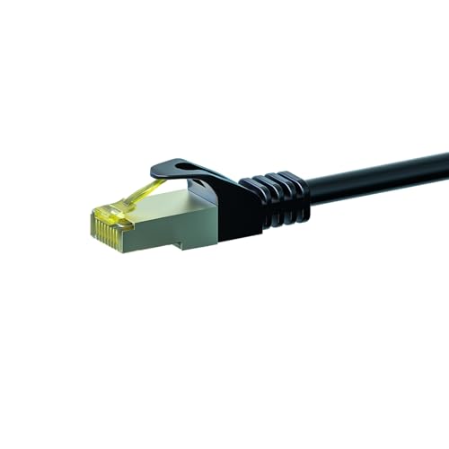 RJ45 Netzwerkkabel S/FTP (PiMF) - mit CAT 7 Rohkabel - Schwarz - 2m, POE, Ethernet, LAN, Patchkabel, Datenkabel, RJ45 - für Serverschränke, Switches, Router, Modems! von DSIT