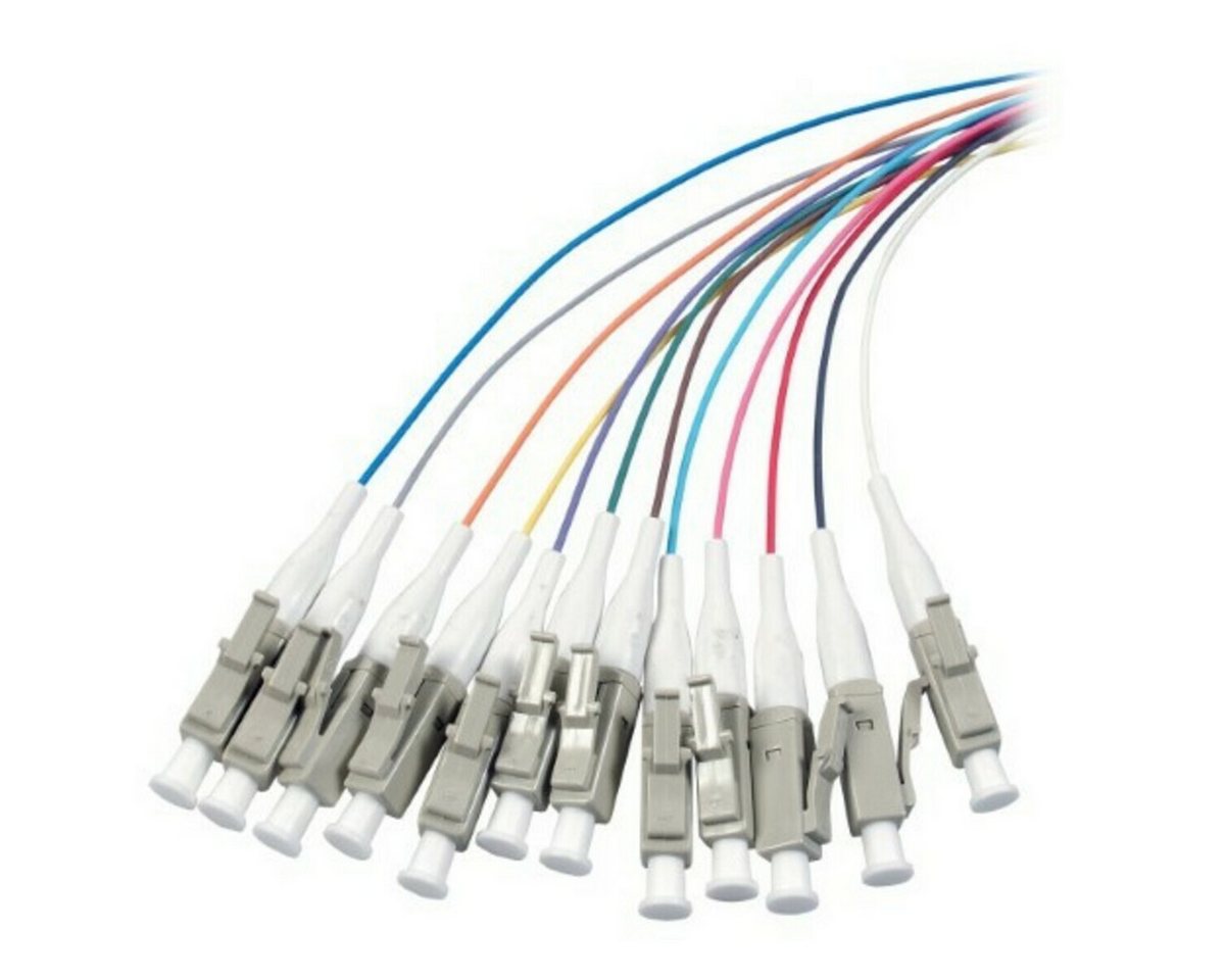 DSIT OM3 Glasfaser Pigtail farbiges Set LC - 12 Stück Glasfaserkabel, (200 cm) von DSIT