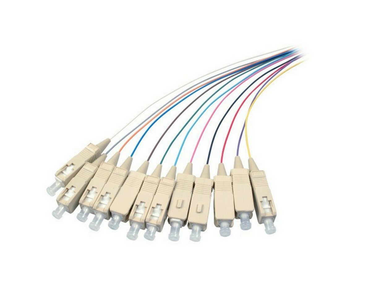 DSIT OM3 Glasfaser Pigtail farbiges Set SC - 12 Stück Glasfaserkabel, (200 cm) von DSIT