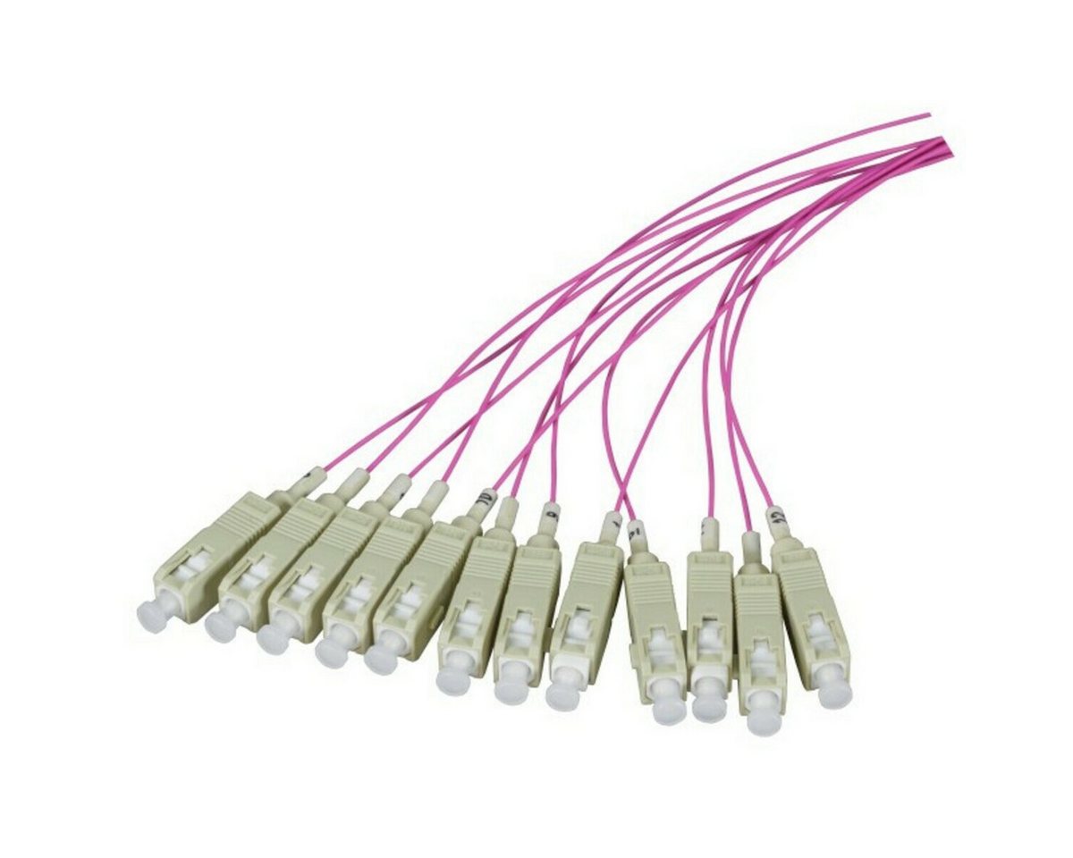 DSIT OM4 Glasfaser Pigtail lila LC - 12 Stück Glasfaserkabel, (200 cm) von DSIT