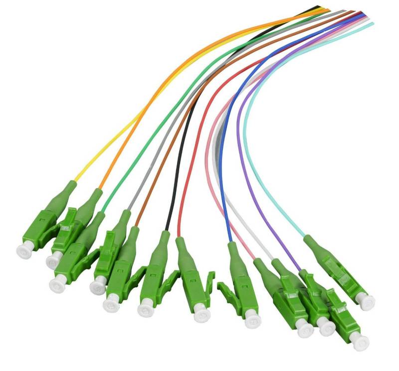 DSIT OS2 Glasfaser Pigtail farbiges Set LC/APC - 12 Stück Glasfaserkabel, (200 cm) von DSIT