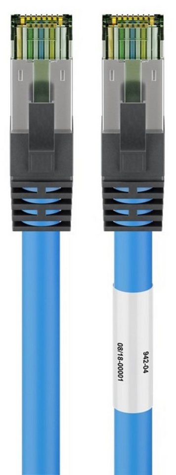 DSIT RJ45 Netzwerkkabel S/FTP (PiMF), mit CAT 8 Rohkabel, Blau, 1m Netzwerkkabel, (100 cm) von DSIT