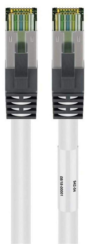 DSIT RJ45 Netzwerkkabel S/FTP (PiMF), mit CAT 8 Rohkabel, Weiß, 0,25m Netzwerkkabel, (25 cm) von DSIT